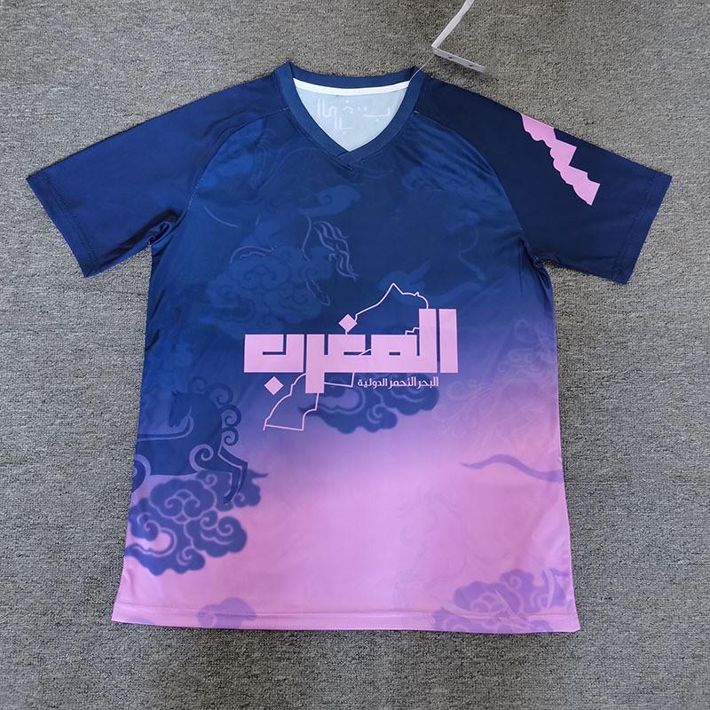 Mens Bamboo Fiber Training Jersey Blue Pink Short Sleeve Football Shirt Winter Sports