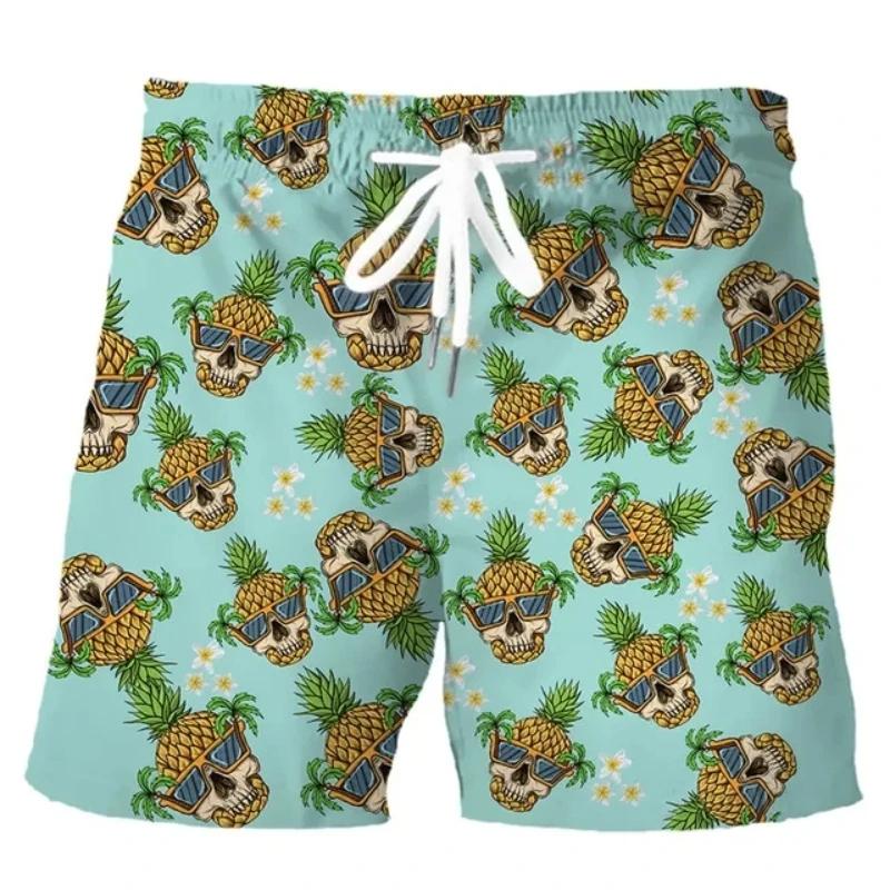 New Men's Skull 3D Print Beach Shorts Graphic Men's Casual Sports Shorts Summer Surfing Shorts Breathable Shorts Hip Hop Pants