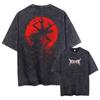 Футболка с принтом Берсерк, кислотная стирка, унисекс, Япония, аниме, оверсайз, стритвир, Харадзюку, летняя, короткий рукав, хлопок, женская, мужская одежда