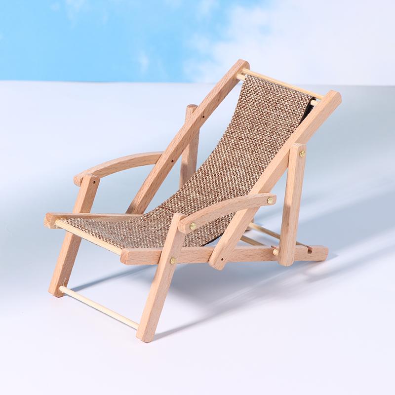 1:12 Dollhouse Miniature Beach Chair Deck Chair Model Living Scene Decor Toy Doll House Accessories