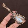 Радужный лунный камень, ручная работа, обмотка медной проволокой, кулон в виде гитары 4,53" i8N78