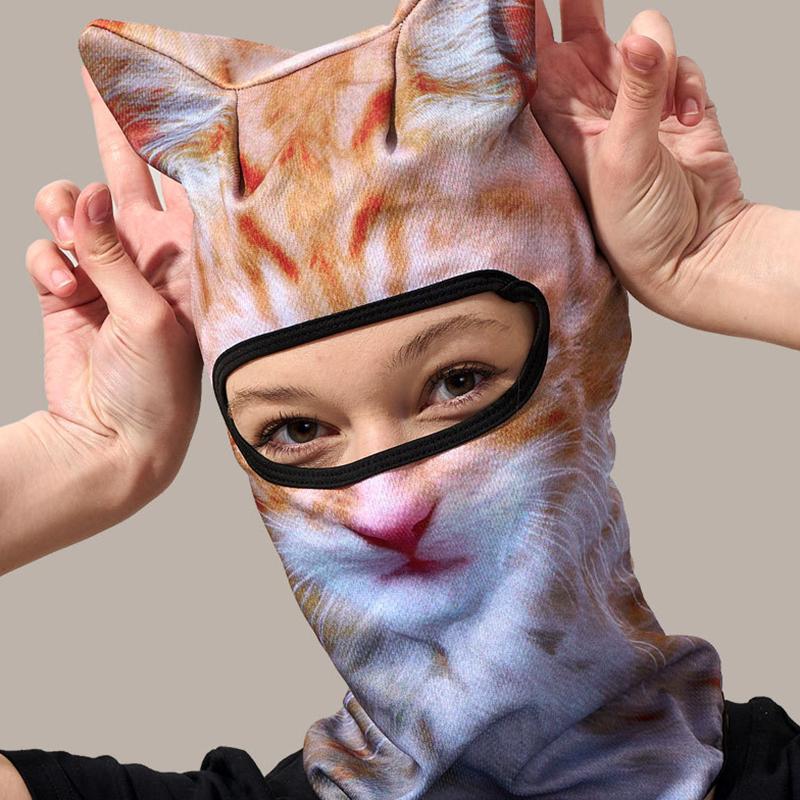 Маска Красной Шапочки для мужчин и женщин, смешная с ушками, милый 3D-узор, для активного отдыха, с животным принтом, для Хэллоуин-вечеринок