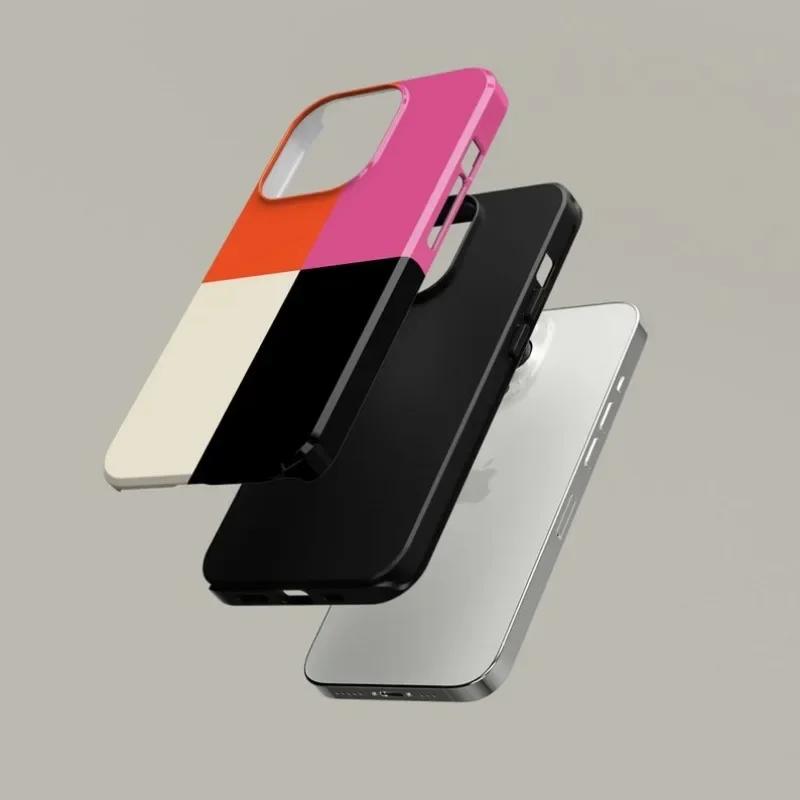 luxury Clmj quare Pink Orange Black Phone Case for iPhone 16 15 14 13 12 11 Pro Max Plus Magnetic Double-layer Back Cover