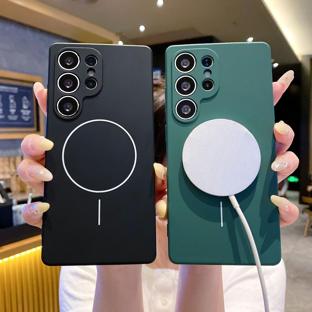 Suitable for Samsung S25 Ultra Thin Circle Magnetic Phone Case A55 Liquid A54 Silicone Soft Shell A16 Skin Feeling Full