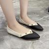 Lady Shiny Patent Leather Flats With Rivets High Quality Fashion Shoes For Spring Pointy Toe Wide Fitting European And American