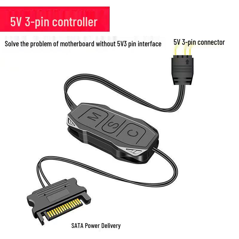 3-pin ARGB контроллер вентиляторов 5В с пультом ДУ и хабом синхронизации для корпусов ПК