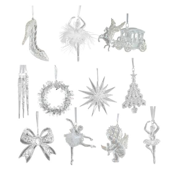 Кристально чистый рождественский орнамент Сверкающее дерево/балерина/бант/звезда Рождественское подвесное украшение для спальни, гостиной, фермерского дома, праздничного домашнего декора