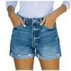 Женские джинсовые шорты. Рваные джинсовые шорты со средней талией. Популярные шорты с эластичной складной кромкой.