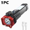 Multifunctional Super Bright LED Flashlight With Side Light USB Rechargeable Outdoor Portable Magnetic Torch Lamp Safety Hammer