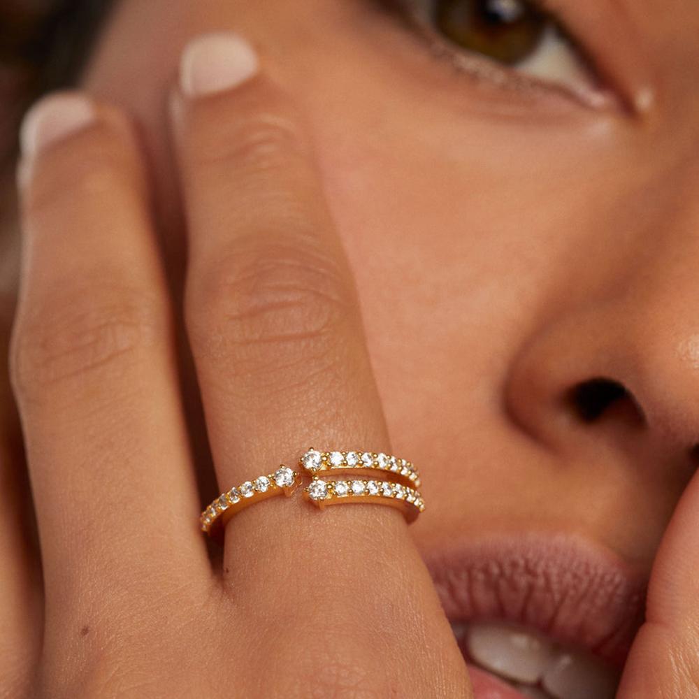 ANDYWEN Кольцо SISI из стерлингового серебра 925 пробы с тремя линиями, геометрические роскошные блестящие драгоценности для женщин, 2023 год, свадебные украшения, подарок