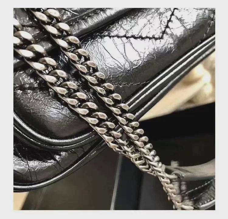 2024 Retro Chain Leather Messenger Bag - Women's Casual Crossbody Shoulder Bag