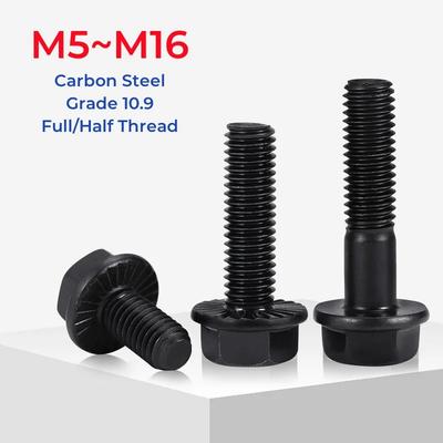 M5 M6 M8 M10 M12 M14 M16 Класс 10.9 Высокопрочные Черные Винты Болты с Шестигранной Головкой и Фланцем из Углеродистой Стали