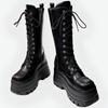 Wedges Shoes for Women 2025 Metal Decoration Street Fashion Women's Punk Boots Waterproof Non-slip Thick Sole Knee-high Boots