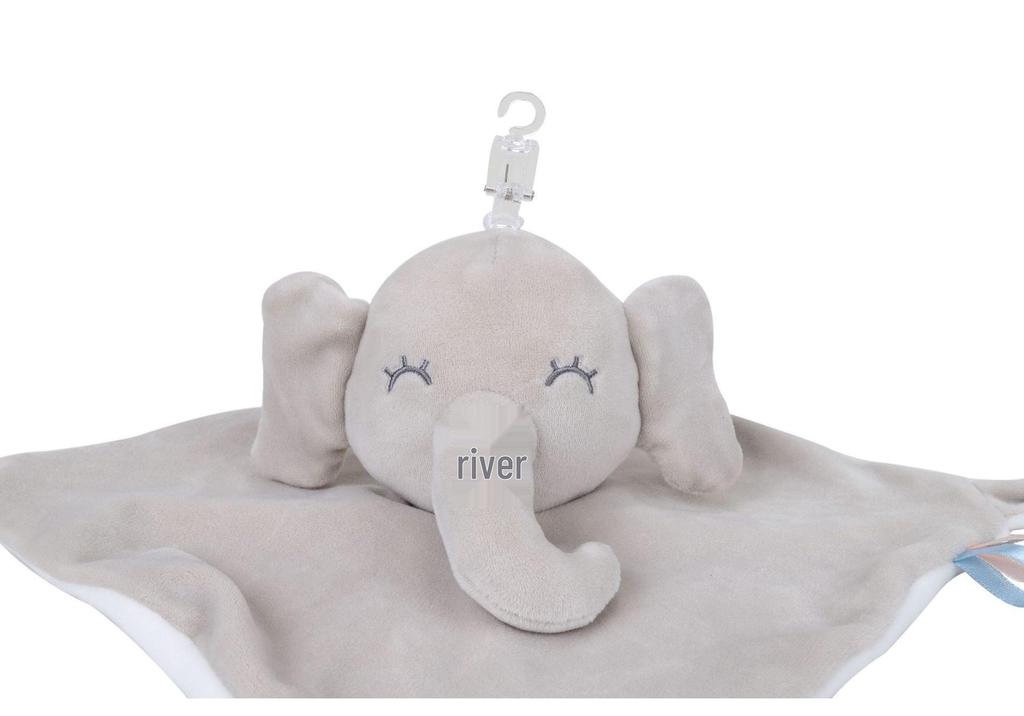 Infant & Toddler Soothing Towel Bib with Cartoon Elephant & Rabbit Design - Handy Doll-shaped Comfort Handkerchief.