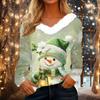 Рубашки с длинным рукавом для женщин Милые топы Рождественские принты Футболки Блузки Повседневные топы больших размеров Базовые топы Пуловеры