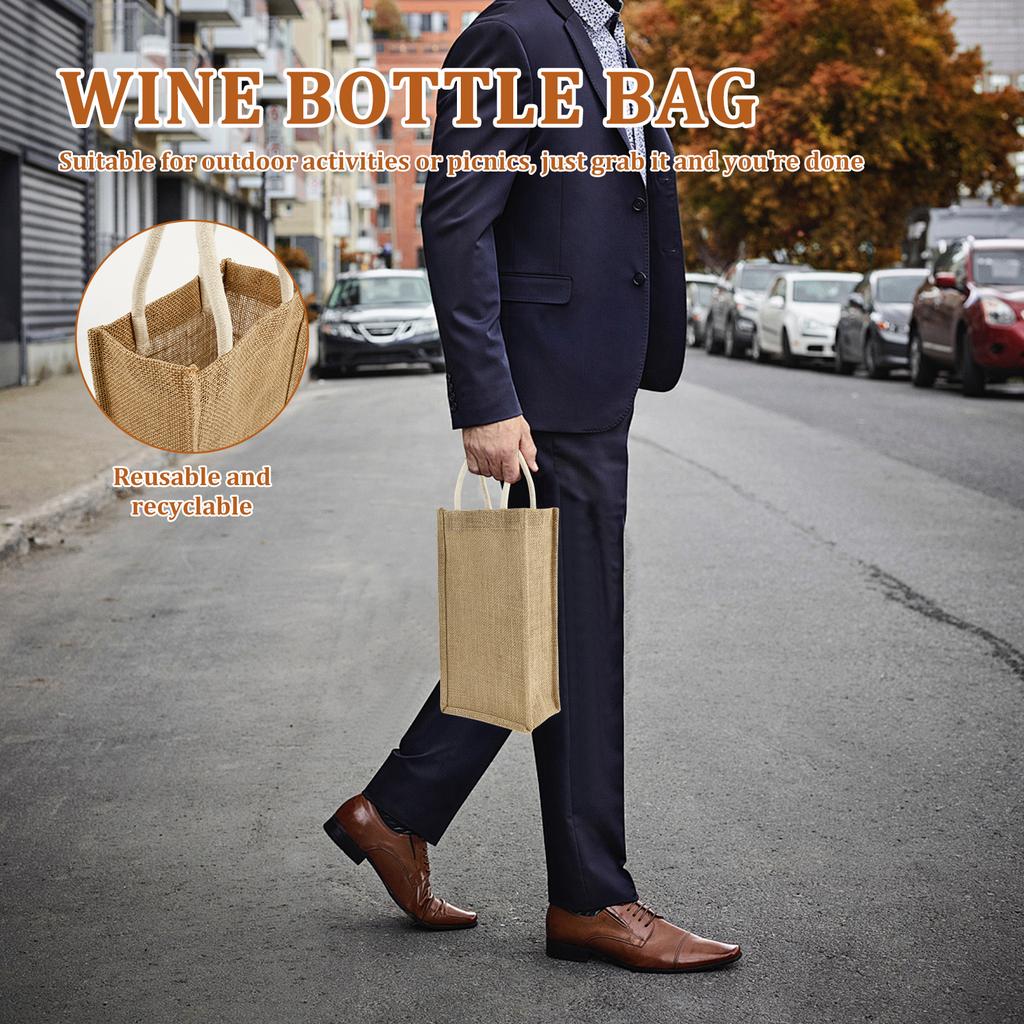 4 шт. джутовые сумки-тоут для вина, многоразовые мешковинные сумки-тоут с ручками, упаковочные пакеты для шампанского для свадеб, вечеринок, путешествий, хранения