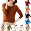 Women's Solid Color Casual Round Neck  Long Sleeved Knitted Sweater With Pullover And Base Layer Knitted Sweater