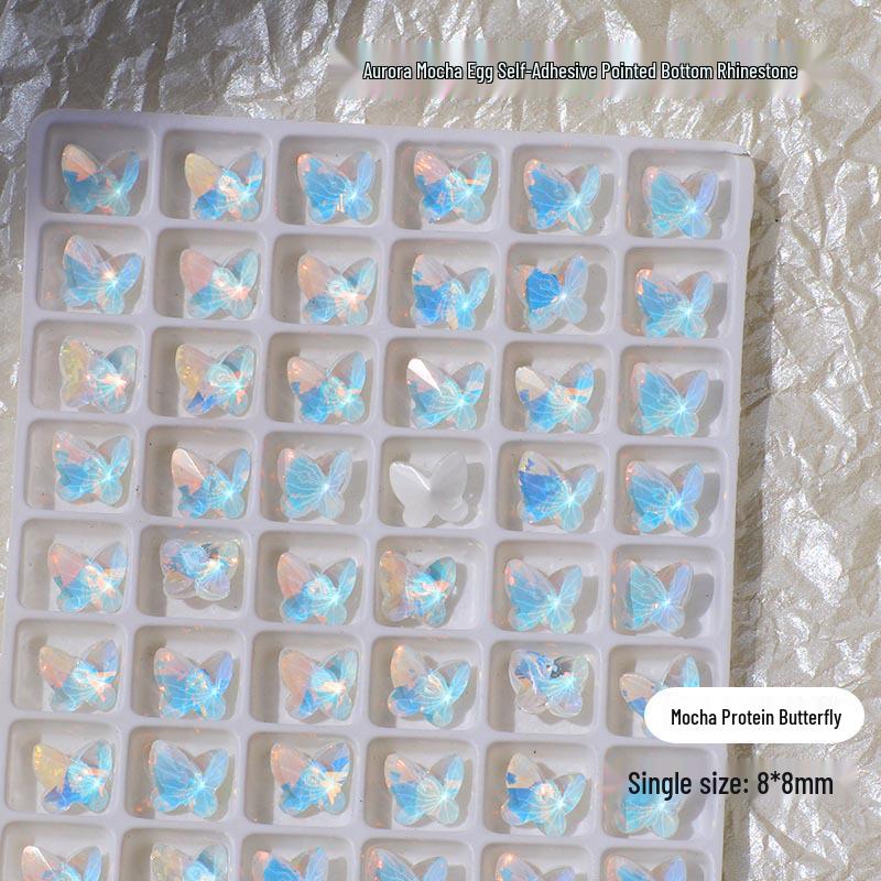 Нейл-арт Мокко Аврора: 3D Блестящие Хрустальные Украшения для Потрясающего Синего Светового Декора