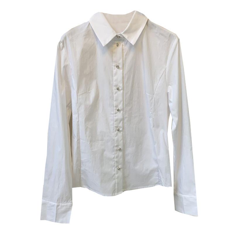 Shopping mall women's clothing 1116 spring and autumn new versatile slim-fit solid color professional long-sleeved shirt 1111611