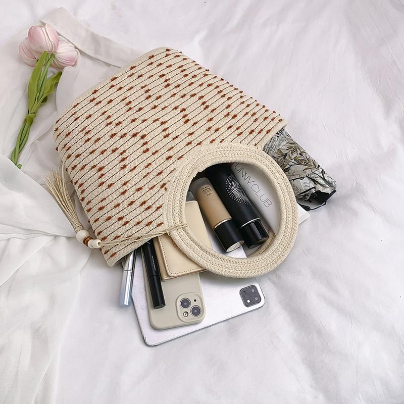 Grass Weaving Bag Summer Fashion Casual Straw Craft Large Capacity For Daily Use