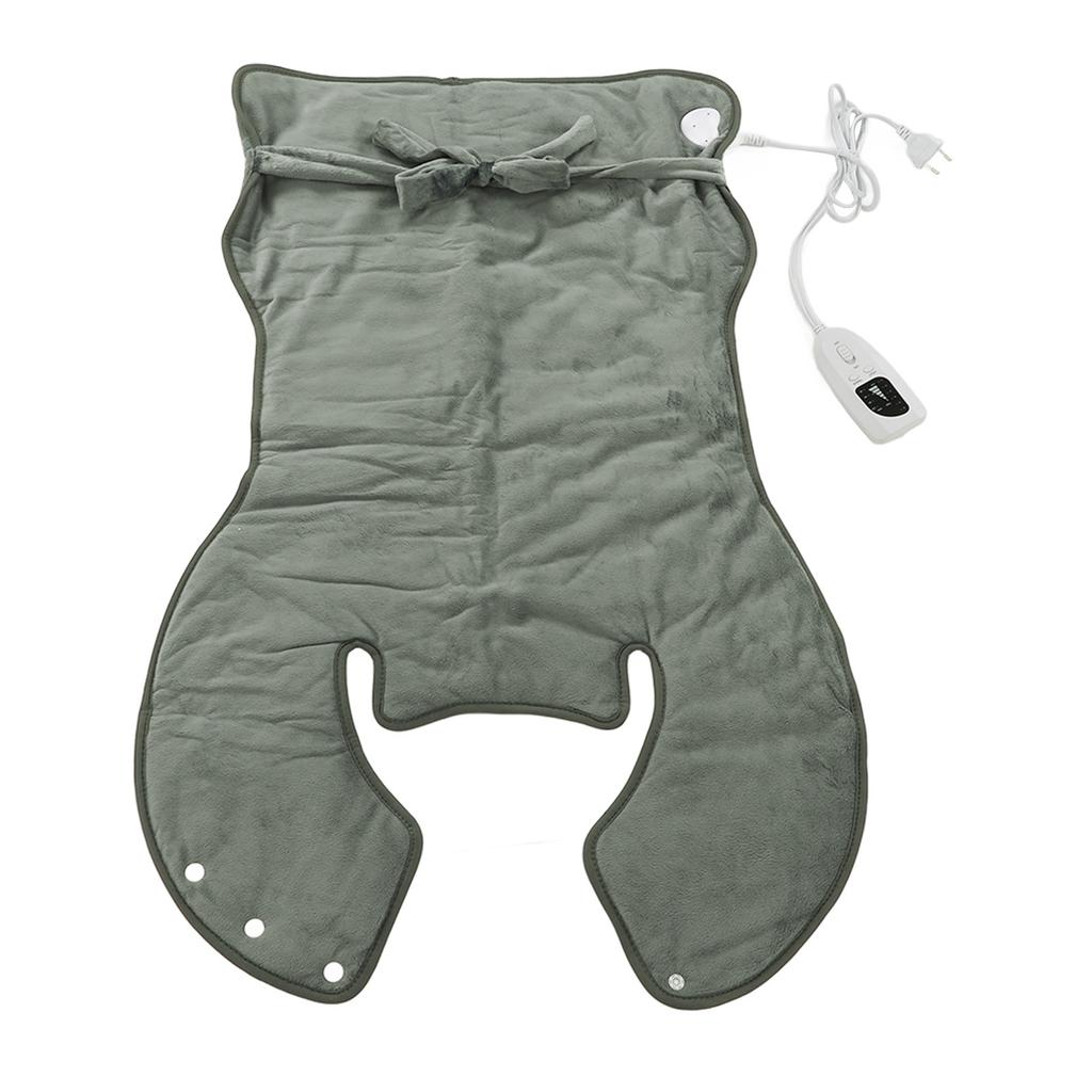 Back Heating Pad Dark Grey Soft Plush Hands Free Design Ergonomic Neck Outline 6 Temperature Adjustm