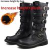 Fashion Large Size Men's Leather Motorcycle Boots Mid-calf  Combat Boots Gothic Belt Punk Boots Men Shoes Tactical Boot 2025