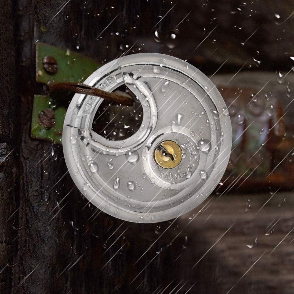 Stainless Steel Round Disc Lock with 2 Keys Security Lock Disc Locking Padlock  Outdoor Use