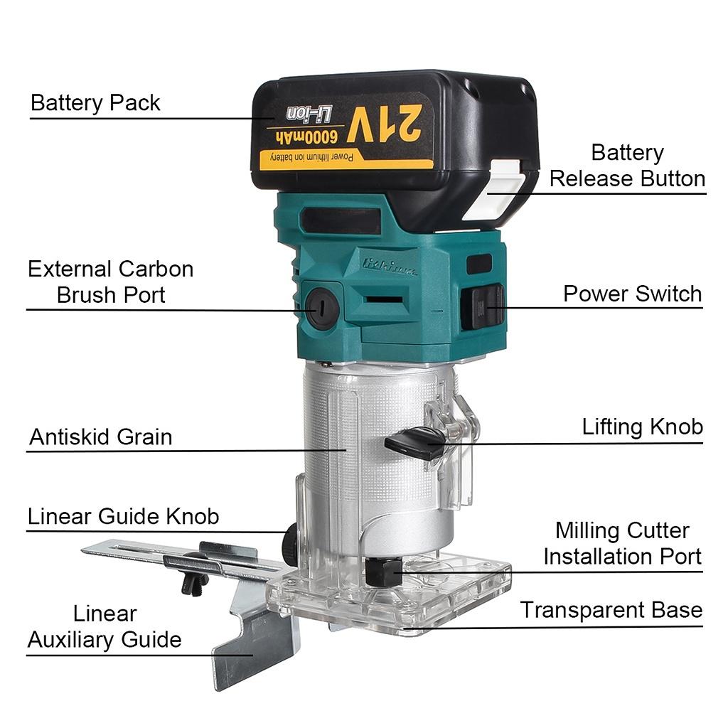 Беспроводной электрический триммер 1280 Вт Деревообработка Гравировка Долбежно-фрезерный станок Фрезерный станок по дереву