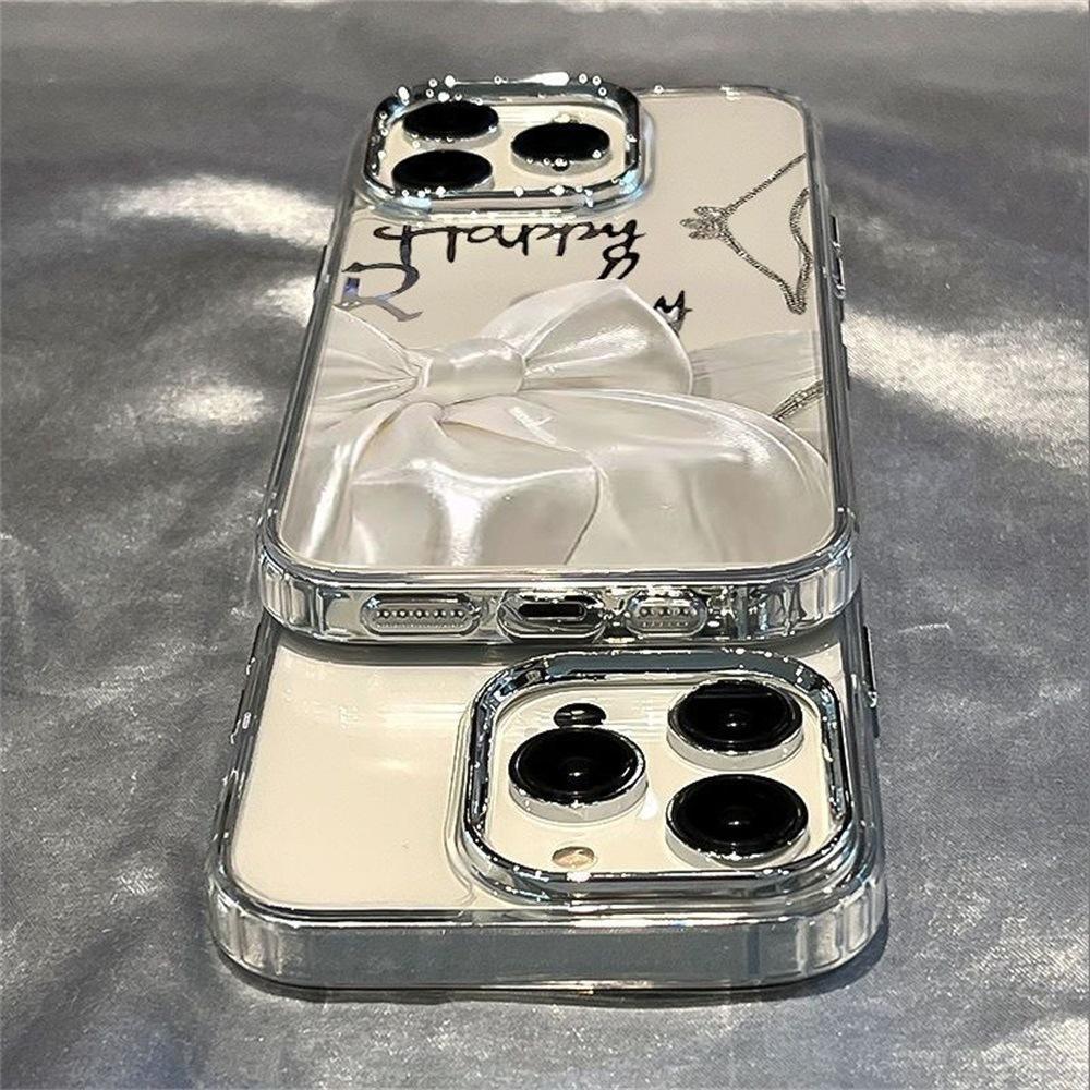 Простой бант подходит для прозрачного чехла для мобильного телефона iPhone17ProMax Apple 16 мягкий чехол 15/13 противоударный x