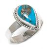 Кольцо из серебра 925 пробы с натуральным бирюзовым медным драгоценным камнем S.6 r2g89