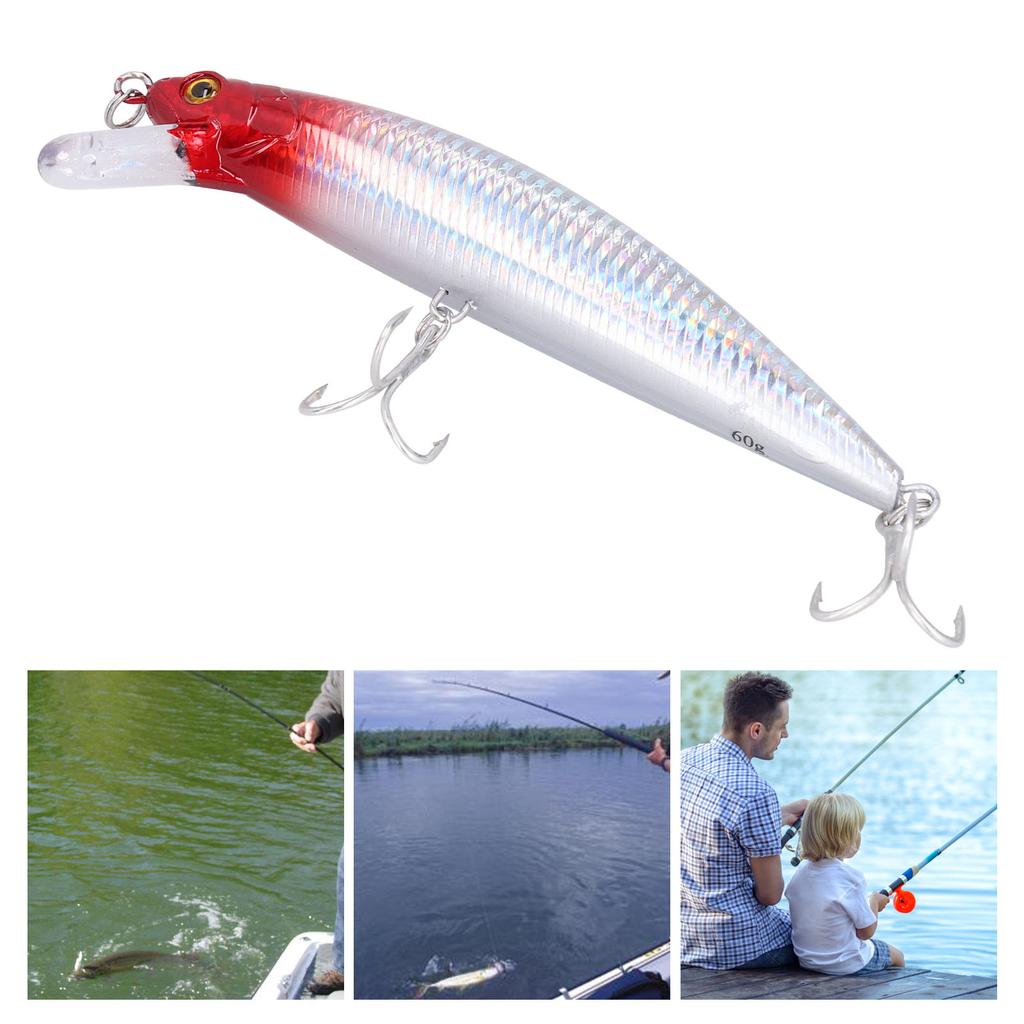 Sea Fishing Sinking Lure 60g Stainless Steel Plastic Artificial Simulation Eye Bait Accessory Red