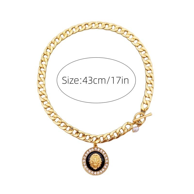 Винтажное ожерелье с подвеской в виде головы льва из цинкового сплава для женщин, идеально подходит для ежедневного ношения, ожерелье для женщин