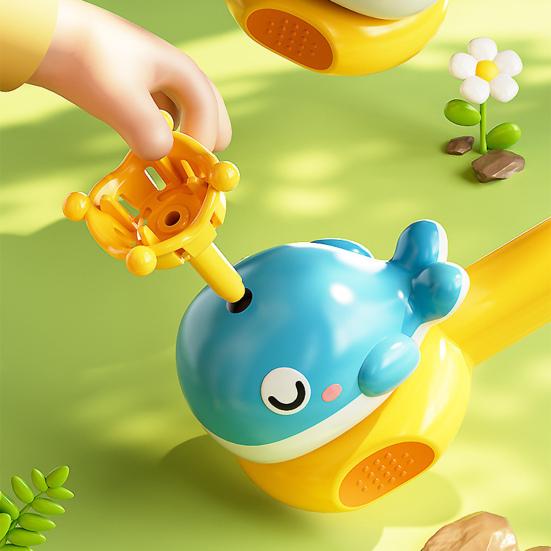 Подвесная игрушка-шарик для развития оральной моторики Интерактивный дизайн кита и медведя Игрушка-труба с двухрежимным гудком и плавающим шариком для малышей