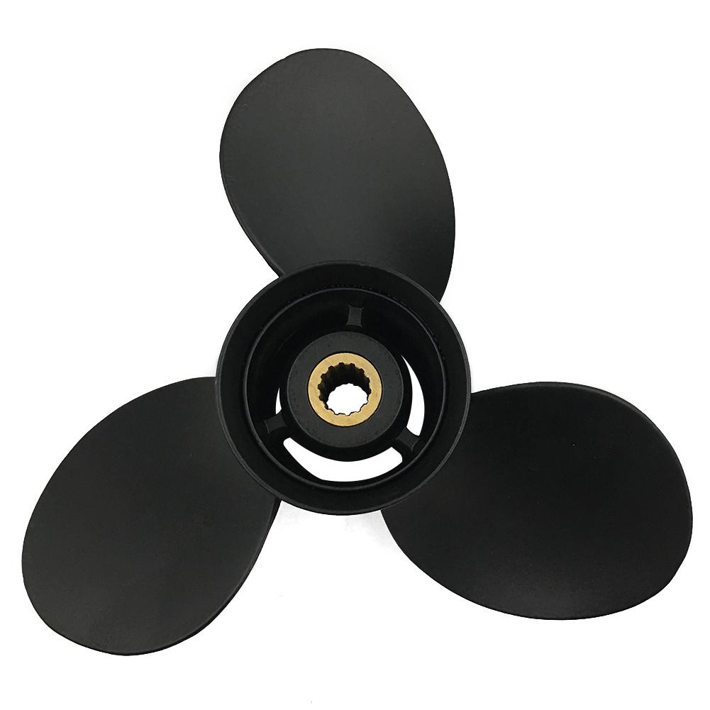 Boat Propeller 9 1/4x11 Fit for Tohatsu Outboard 9.8HP-18HP 3 Blades Aluminum 14 Tooth OEM NO: 362B641090 9.25x11