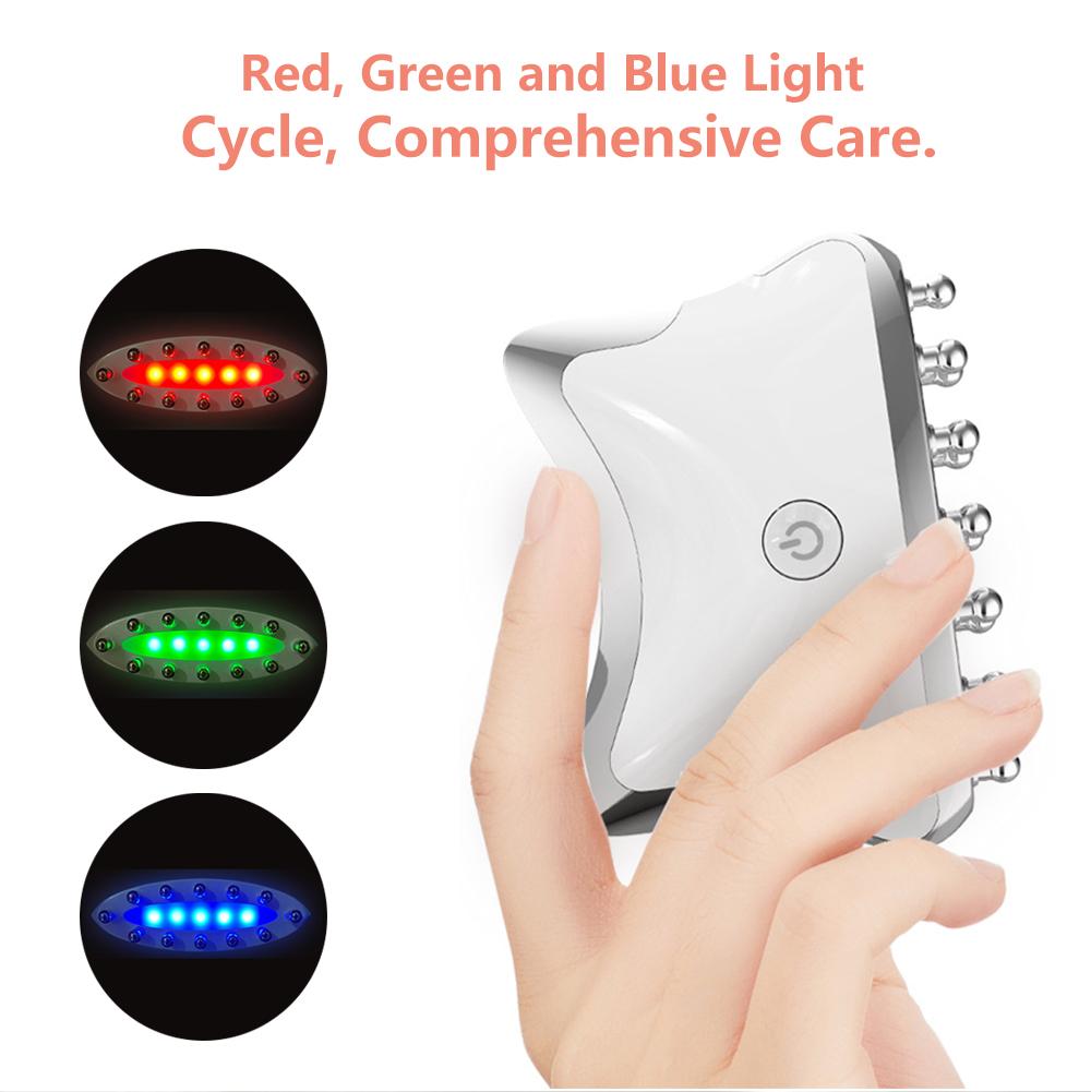 EMS микротоковая светодиодная лампа Guasha, лифтинг лица, шеи, тела, против морщин, красота, расслабляющий массажер для головы, устройство для омоложения кожи