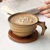 Винтажная керамическая кофейная кружка – Рустикальная чашка для латте ручной работы с дизайном в стиле бамбука