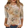 Рубашки с рукавом 3/4 для женщин, милые топы, футболки с рисунком, блузки, повседневные базовые топы больших размеров, пуловеры