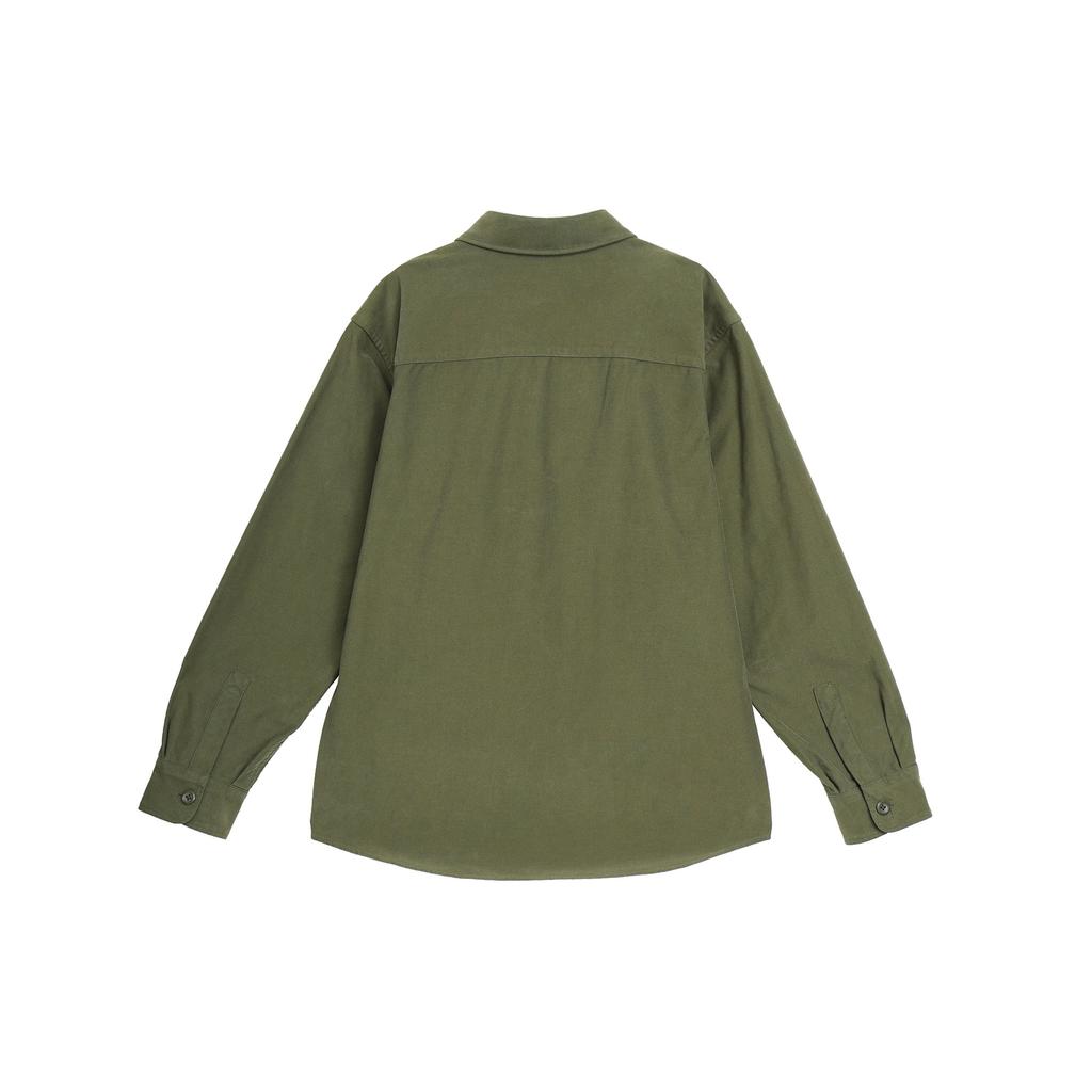 Uniqlo Однотонная свободная легкая рабочая рубашка Унисекс рубашки Оливковый 462092-56