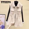 Lamb Wool Waistcoat Jacket Female Autumn and Winter Loose Mid-length Outer Jacket Solid Color Pocket Sleeveless Sweater