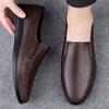 New Men's Shoes Spring and Autumn Genuine Leather Men's Youth Business Casual Leather Shoes Slip-on Comfortable Low-Top Pumps Gommino