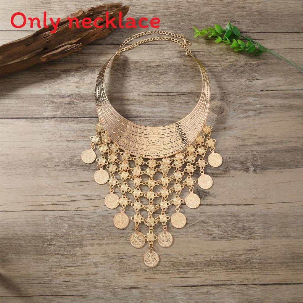 Ethnic Fashionable Style Multi Layer Tassel Design Women Metal Necklace Collar