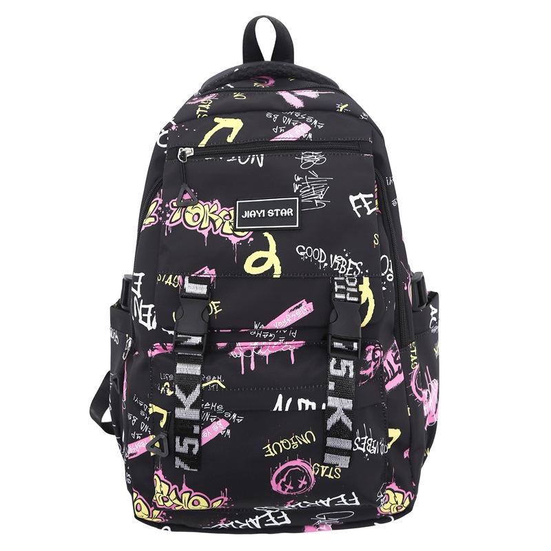 Школьный рюкзак для средней школы, женский, с принтом граффити, мужской, большой вместимости, дорожный рюкзак