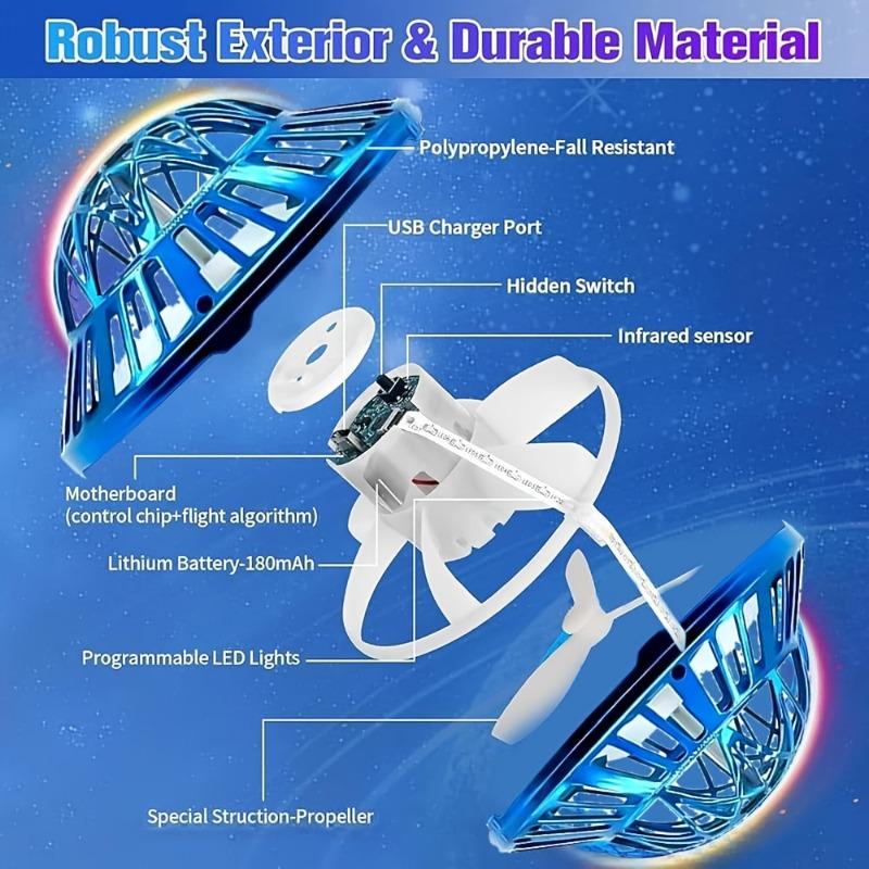 New LED UFO Flying Spinner Ball Rechargeable Boomerang Gyro 360 Flashing Light Orb Outdoor Camping Night Party Toys Teens Adults 6