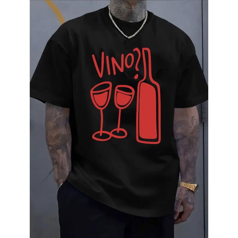 Мужская повседневная футболка с коротким рукавом VINO с принтом бокала вина