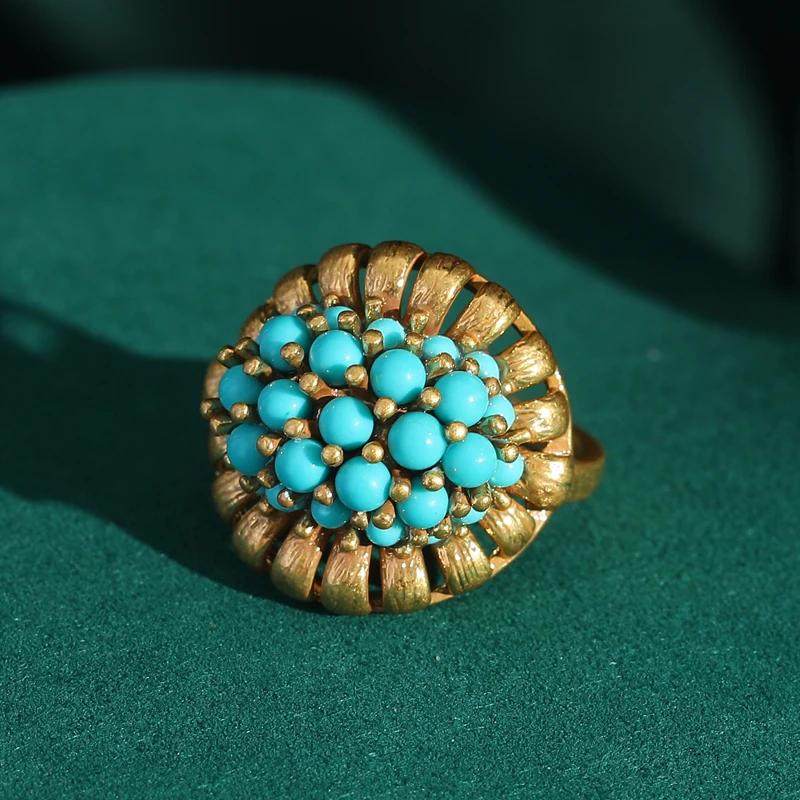 Натуральные бусины Синие кольца Камни Бохо Роскошь Дерево Лист Медь Винтаж Антиквариат Женские аксессуары Высокий бренд Ювелирные изделия 2025 CLE