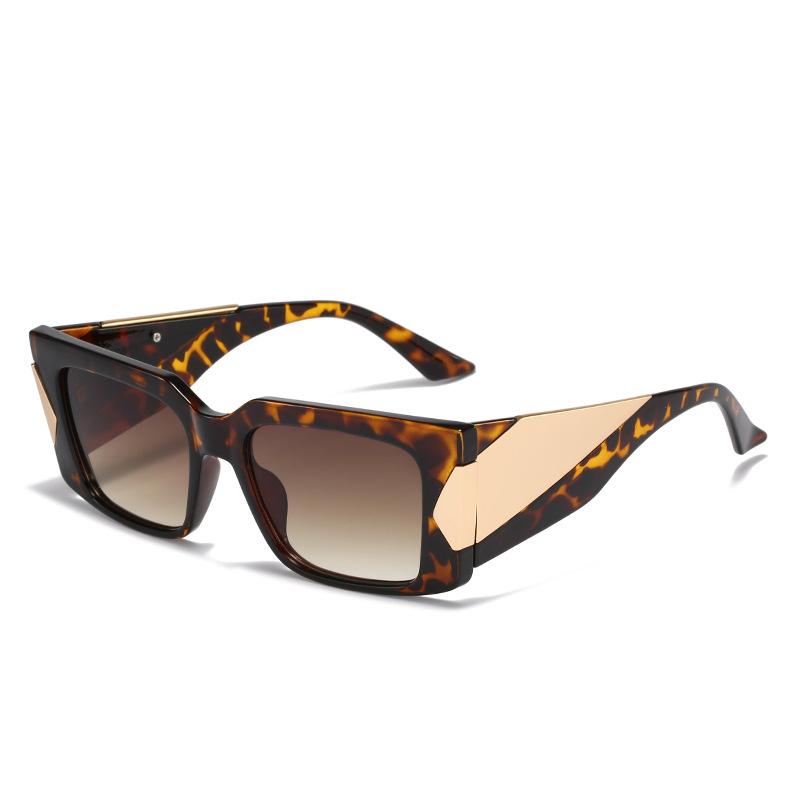 Box sunglasses, European and American MD Internet celebrity ins glasses personalized wide leg metal sunglasses men and women