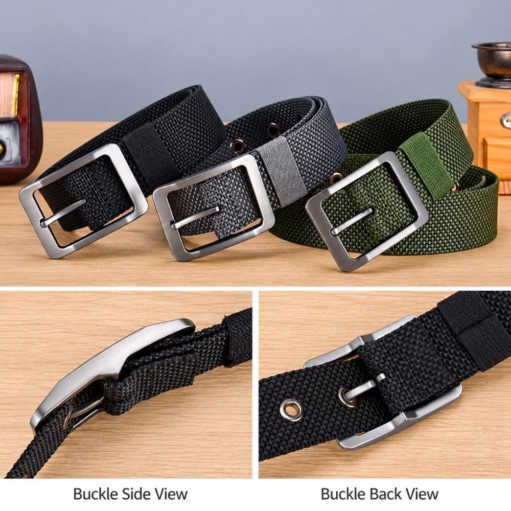 Lightweight Canvas Waist Belt 120cm Length Alloy Pin Buckle Belt Woven Fabric Belt Outdoor Use