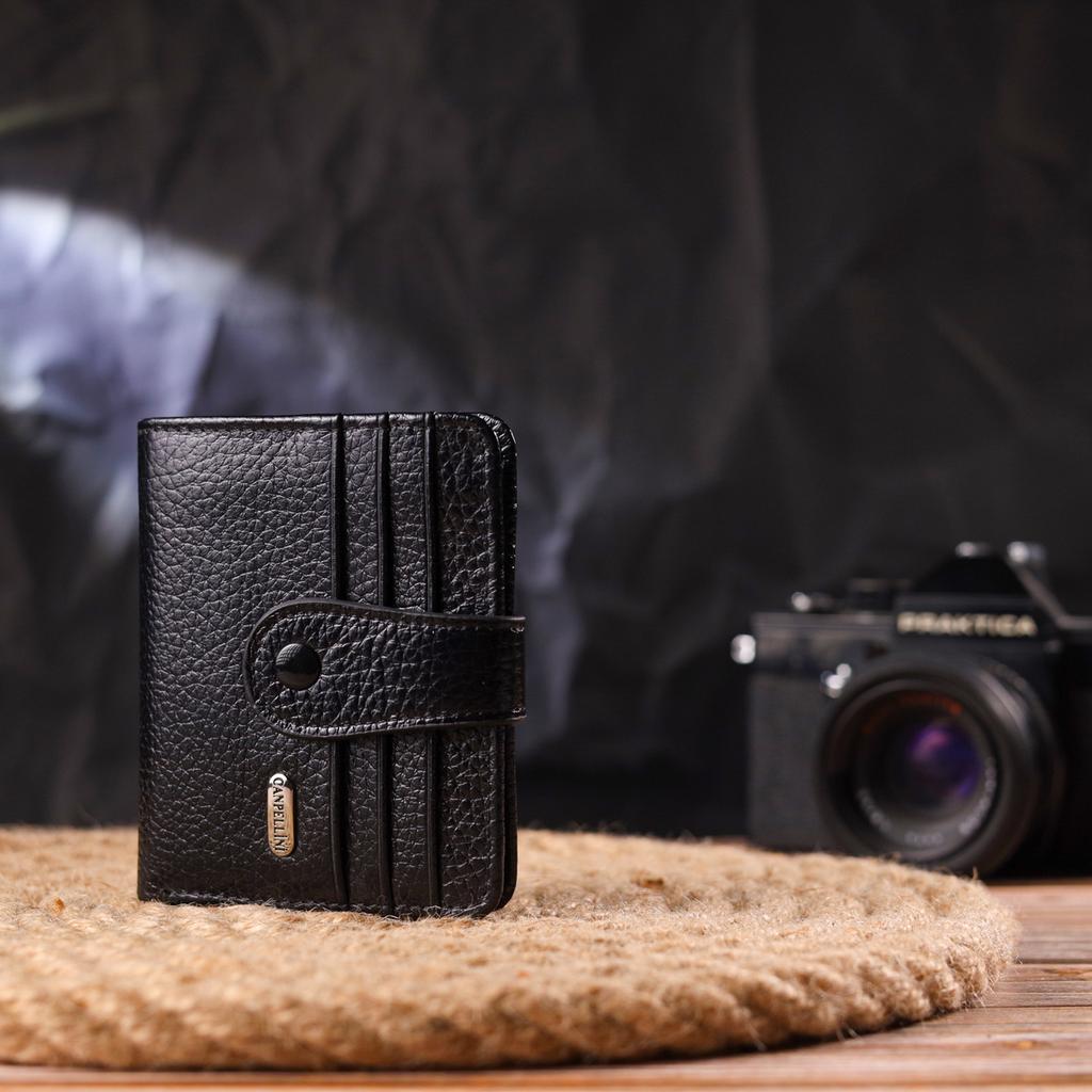 Стильный кошелек из натуральной зернистой кожи CANPELLINI Purse 21688 Черный
