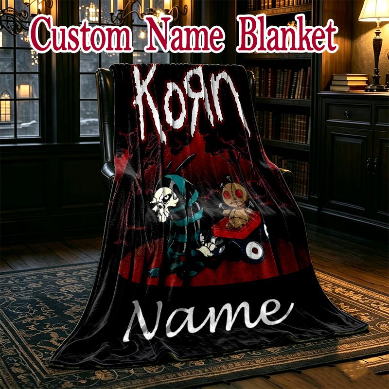 Korn Band Horror Art Pattern Blanket, Cozy Blanket for All-Season Comfort on Sofas, Beds, Office, Car, Camping and Travel