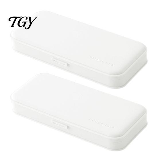 Hard Shell Pencil Organizer for Backpack 2Pcs Simple Case Students, Plastic Holder Macaroon Color Pouch with Multiple Compartments, Lightweight